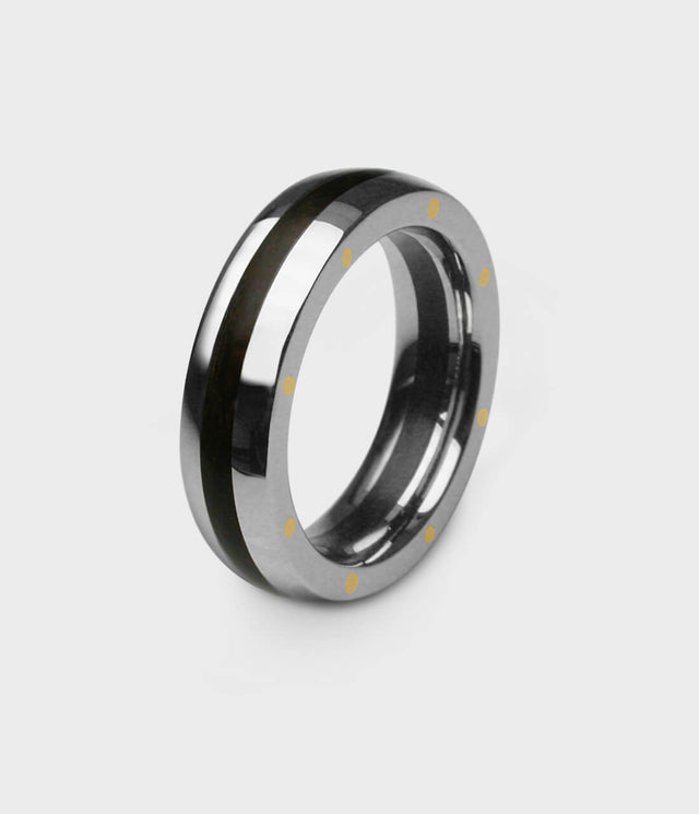 London Oak Geo Ellipse Slim Ring by Stephen Einhorn